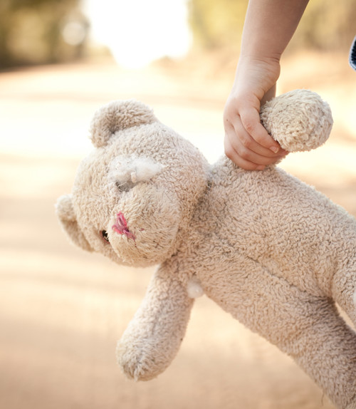 Child holding teddy