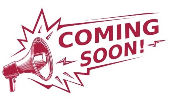 Megaphone with coming soon text coming from it